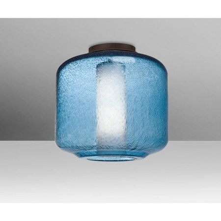 Besa Lighting Niles 10 Ceiling, Blue Bubble/Opal, Bronze, 1x60W Incandescent NILES10BOC-BR